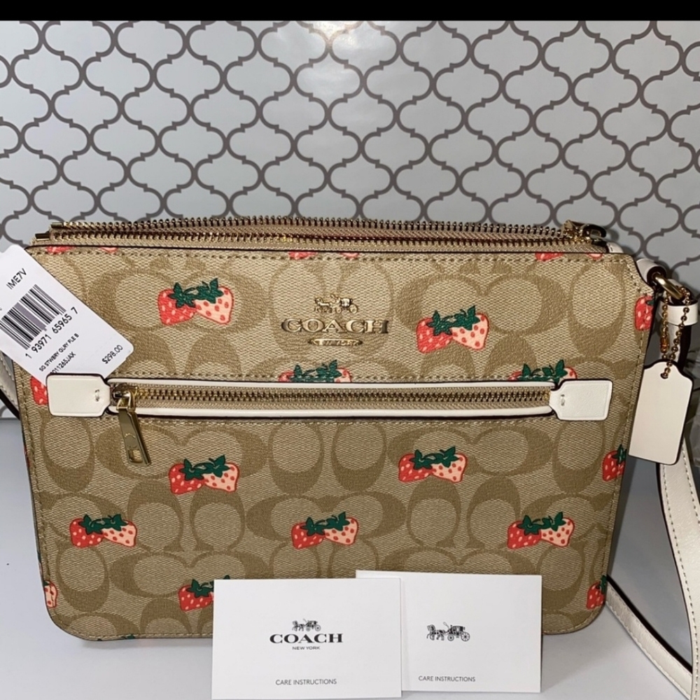 COACH Crossbody File Bag Strawberry Print